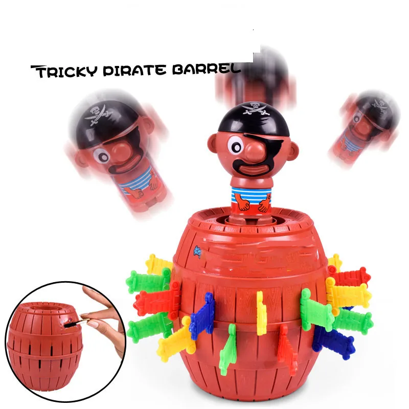 

Funny Jumping Gadget Pirate Barrel Game Toy Tricky Toy Adult Kids Party Game Gags Practical Jokes Lucky Stab Pop Up Toy