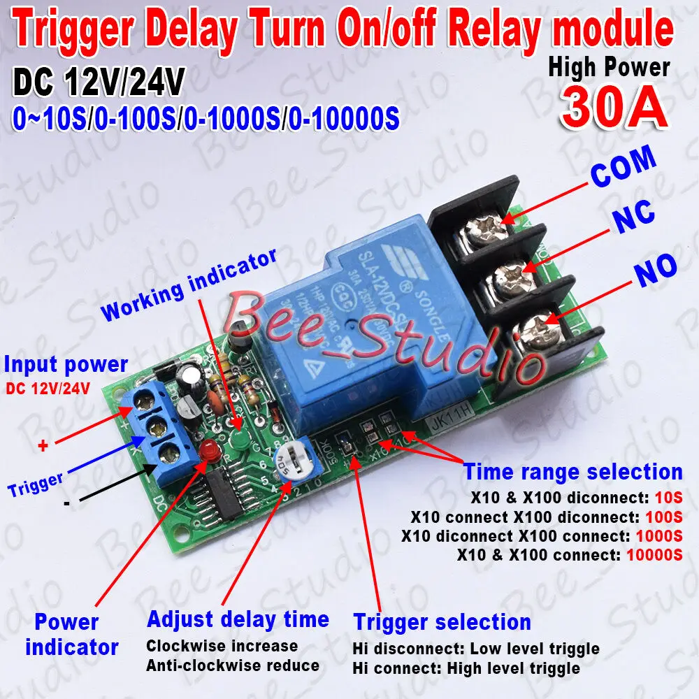 Dc12v/24v Relays Trigger Delay Timer Switch Turn On/off Relay Module
