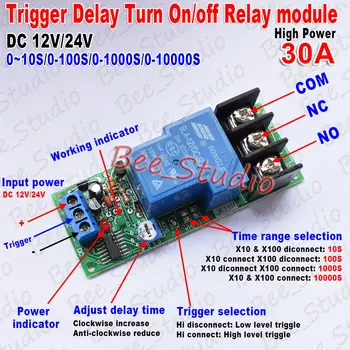 

DC12V/24V relays Trigger Delay Timer Switch Turn ON/Off Relay Module High Power 30A PLC relay module