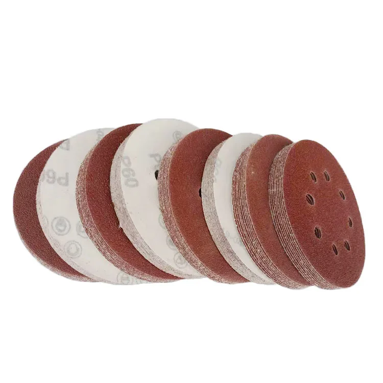 New 100pieces/box 5" Hook& Loop Abrasive Sanding Disc Round Wet Sandpaper with 8 holes Lint Backing
