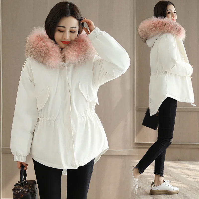 

Winter New Style Women's 2018 Zipper Hooded Versatile Casual Fashion Slimming Mid-length Thick Students Cotton Coat