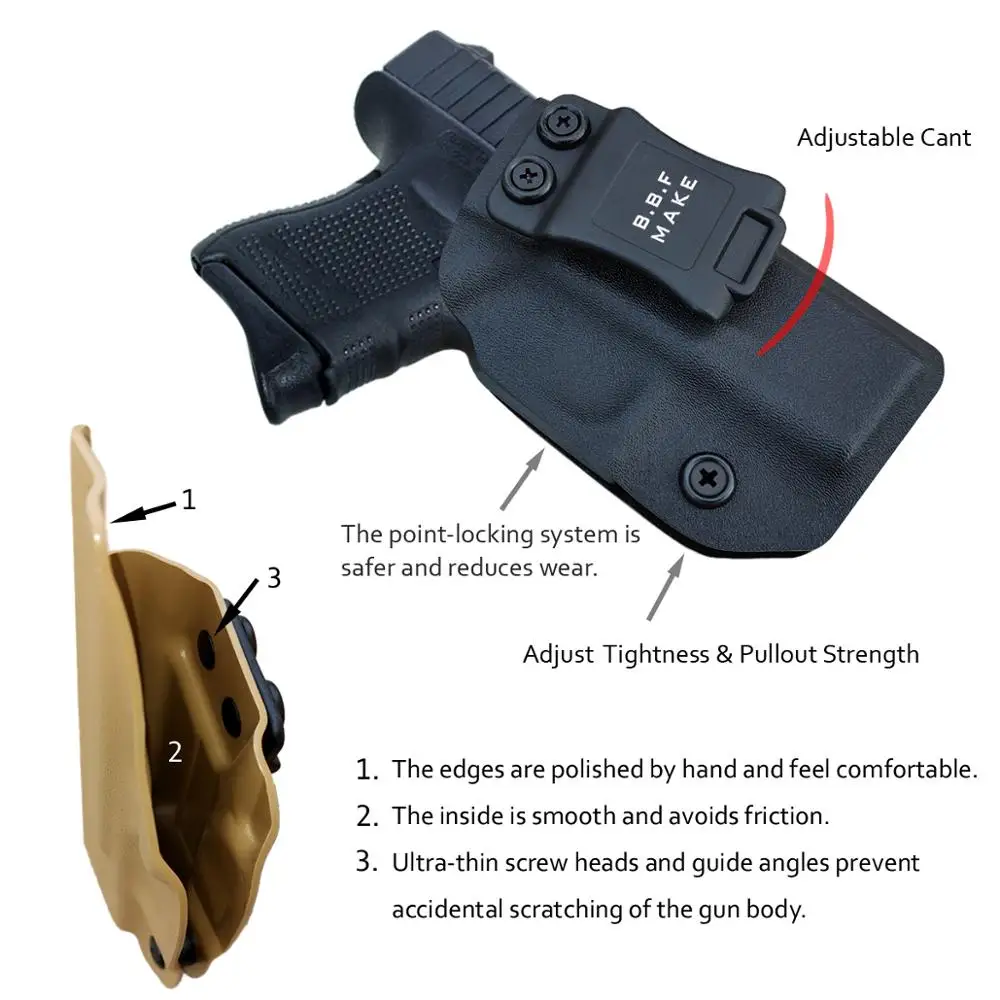 B.B.F Make IWB Тактический KYDEX пистолеты кобура подходит: Глок 26 27 33 внутри скрытый пояс
