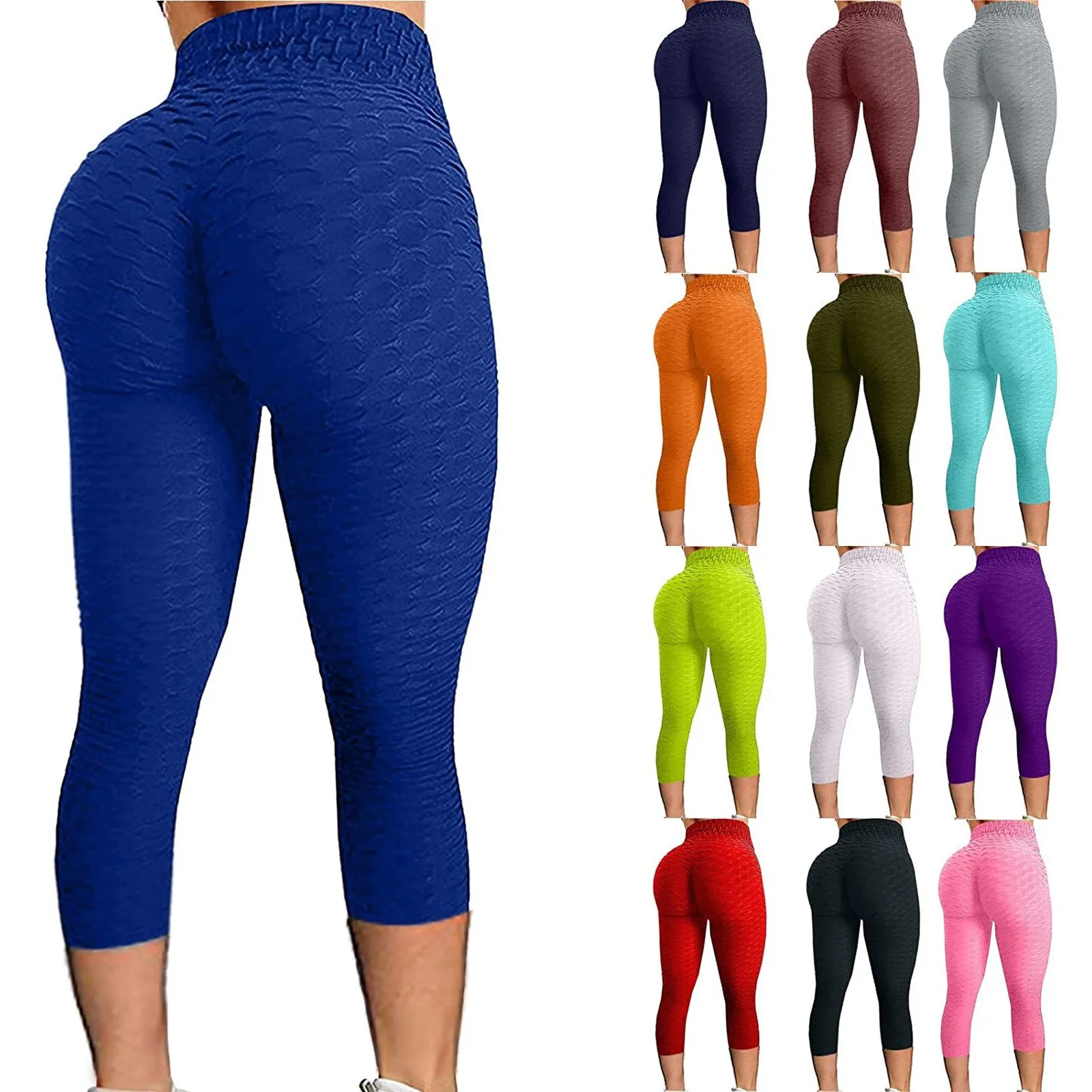 Mallas deportivas sin costuras para Mujer, Leggings de realce, cintura alta, para entrenamiento, anticelulitis, compresión