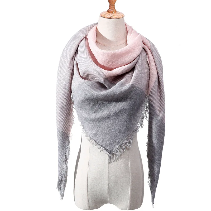 

Patchwork Contract Color Women Autumn Winter Scarf 2019 Simple Design Triangular Cashmere Casual Neck Scarves Shawls for Lady