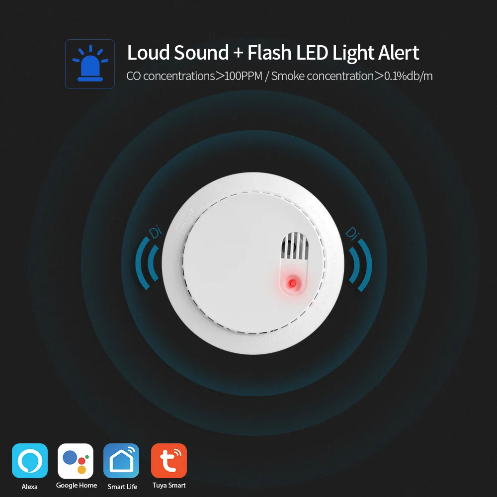 Wifi детектор угарного газа Co датчик дыма Умный дом Безопасность Tuya Smart Life App Alexa Google Home IFTTT