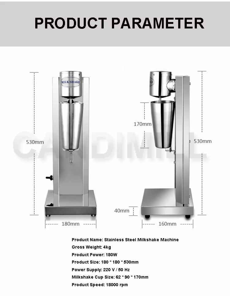 CANDIMILL Milkshake Stirring Machine Coffee Drink Milk Foam Mixer Blender Stainless Steel Bubble Milk Shake Maker 3
