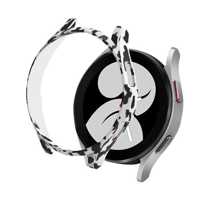 PC Matte Watch Cover for Samsung Galaxy Watch 4 40MM 44MM Watch 4 Classic 42mm 46mm Case All-Around Protective Bumper Shell White Leopard
