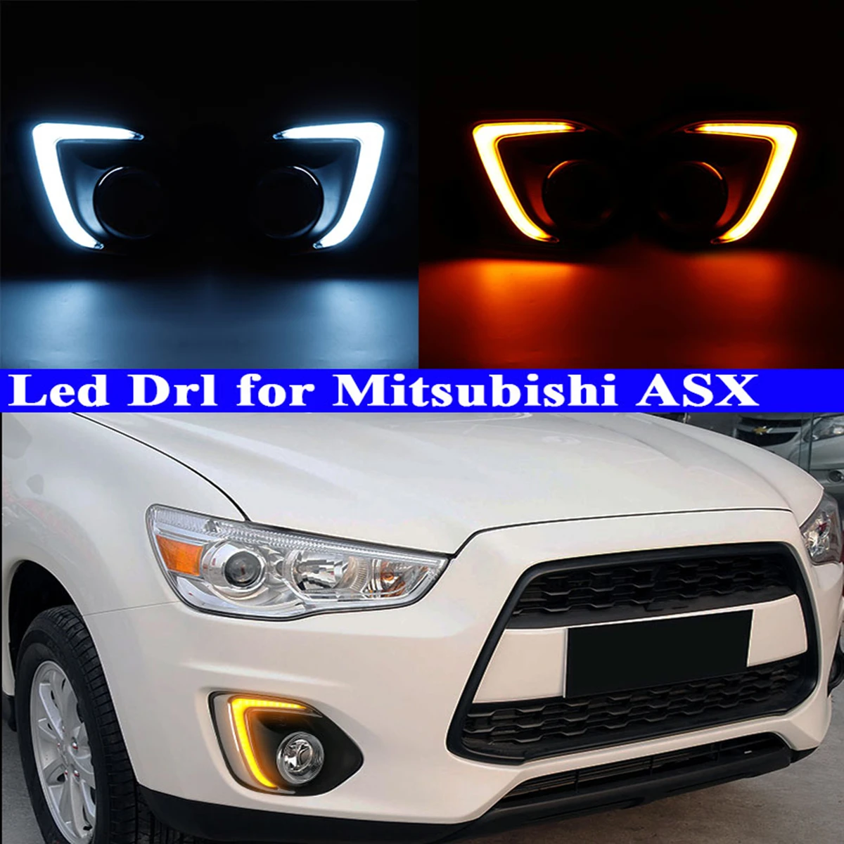 Автомобильные светодиодные дневные ходовые огни для Mitsubishi ASX 2013 2014 2015 поворотный