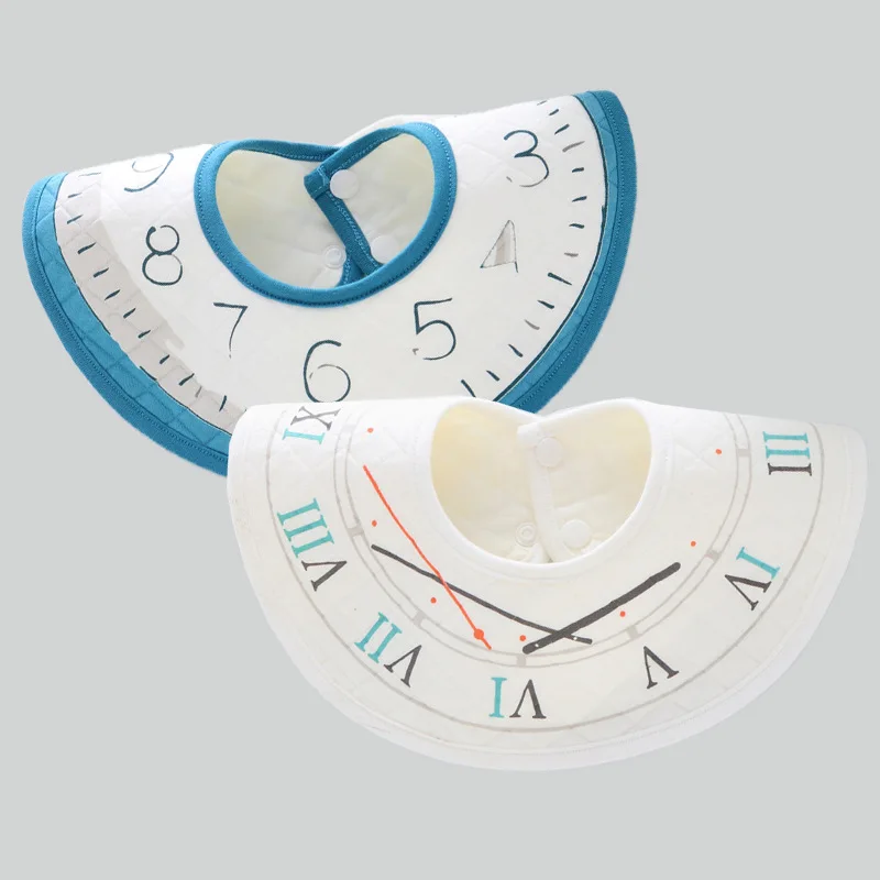 2Pcs Cute Cartoon Printing Baby Drooling Waterproof Bibs Autumn Winter Cotton Round Baby Bib Saliva Towel Kids Things For Babies (6)