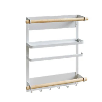 

Metal Kitchen Rack Magnetic Fridge Organizer Spice Rack Paper Towel Roll Holder Storage Shelf @LS