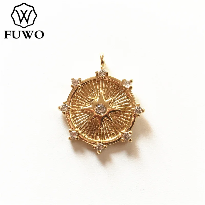 FUWO High Quality Brass Flower Shape Pendant With Gold Filled Anti Fading DIY Jewelry Making Accessories 10pcs/Lot B011