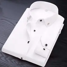 

Cotton Dress Shirts Mens Long Sleeve Shirt Oversized Button Up Shirt Solid Male Clothing Business Slim White Blue Navy Black Red