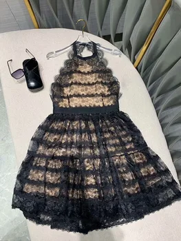 

2019 Autumn and Winter New Fashion Elegant Sexy Positioning Lace Stitching Dress Free Shipping Worldwide