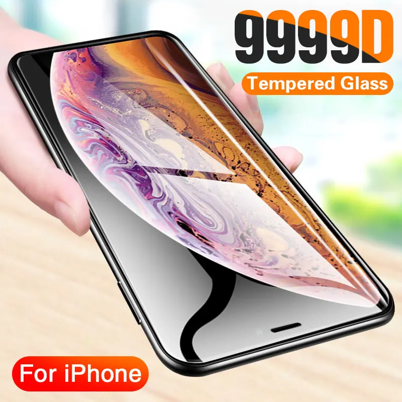 Full Cover Curved Tempered Glass on For iphone 11 Pro X Xr Xs Max Screen Protector Protective Glass 