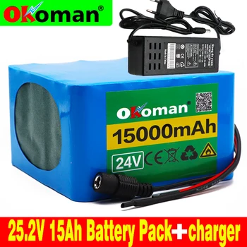 

6S5P 24V 15Ah 25.2V lithium battery pack batteries for electric motor bicycle ebike scooter wheelchair cropper with BMS charger
