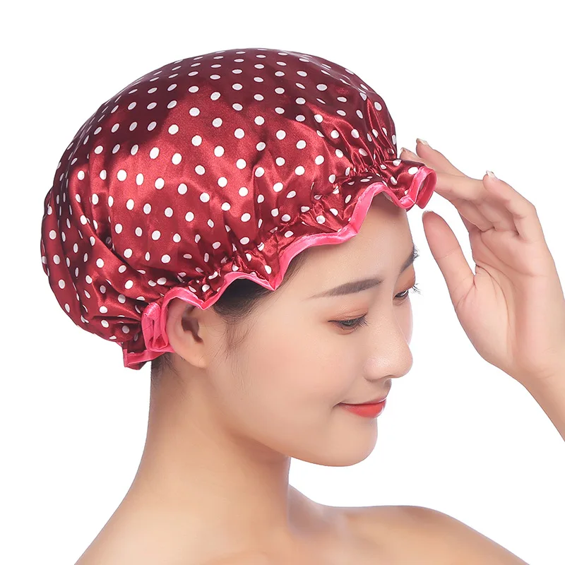 1pcs Thick Women Shower Caps Colorful Double Layer Bath Shower Hair Cover Adults Waterproof