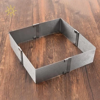 

Baking Frame Rectangular Adjustable Cake Mould Cake Tin Cake Baking Frame Square Adjustable Without Base Safe Stainless Steel