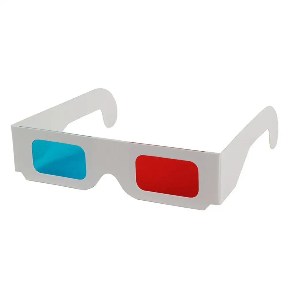 10pcs/lot Universal Paper Anaglyph 3D Glasses Paper 3D Glasses View Anaglyph Red/Blue 3D Glass For Movie Video EF