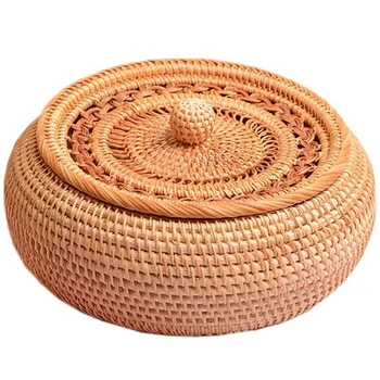 

Autumn Rattan Fruit Basket Living Room Home Bread Basket Pure Hand Storage Basket Hotel Creative Fruit Plate