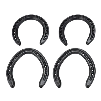 

4Pcs 6 Horse Equipment Aluminum Alloy Real Horseshoes Nails Fix to Horse Foot 2 Front + 2 Rear Farrier Tools for Tournament Play