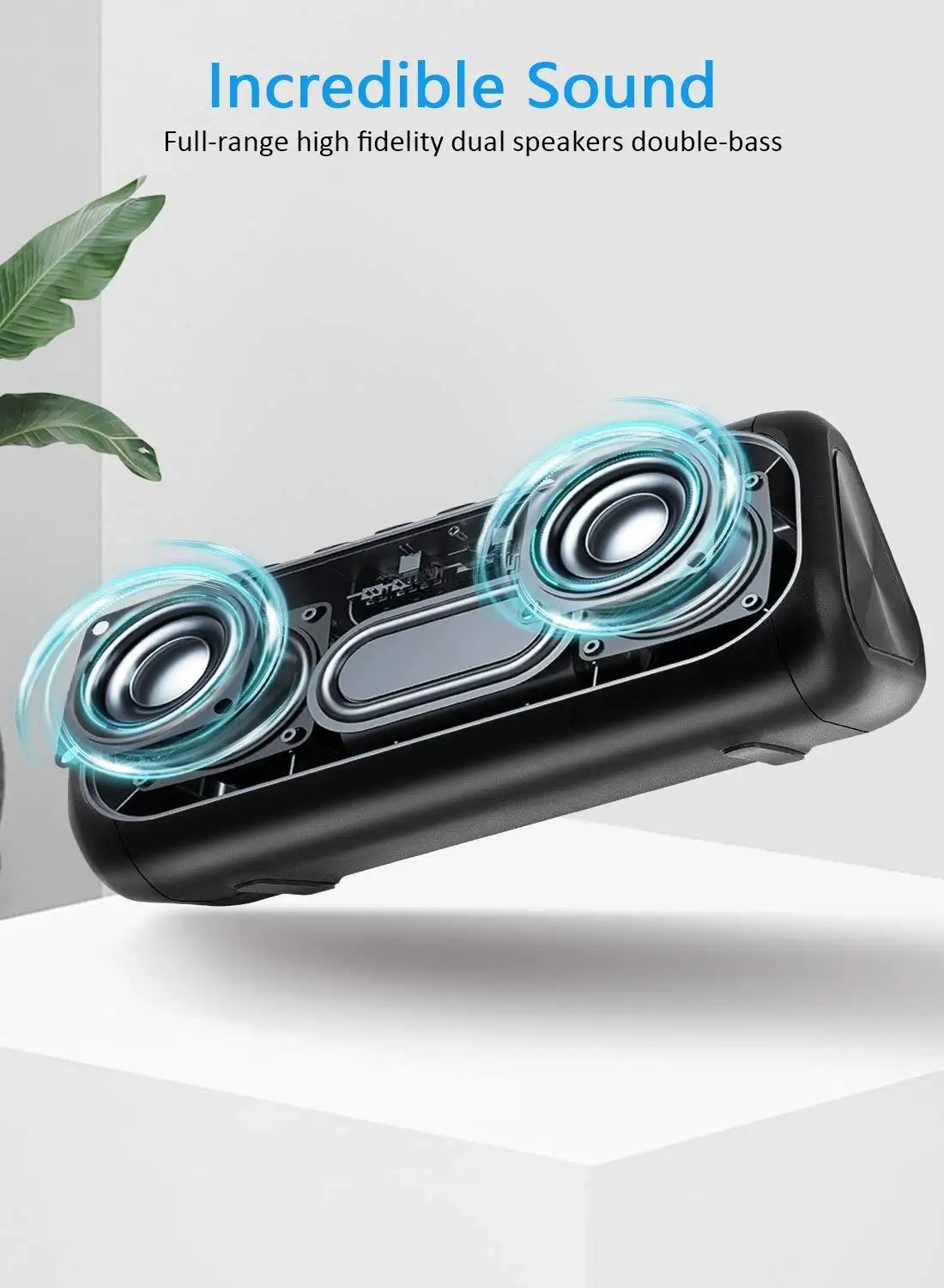 Портативный солнечный Bluetooth динамик с 5000 мАч банк силы, 50+ часов, IPX6 Водонепроницаемый беспроводной динамик для наружного и Ind