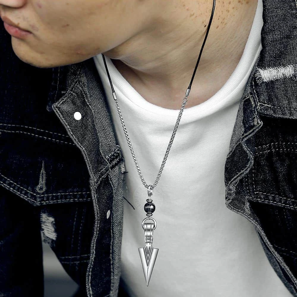 Necklace for Men Fashion Trend Men Vintage Leather Wild Arrow Punk Necklaces Alloy Pendants Personality Body Choker Chain Jewelry Gift 