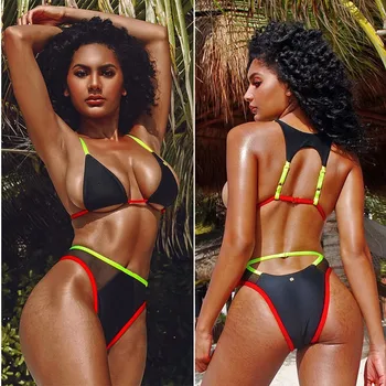 

Women Bikini Set Push-Up Brazilian Mesh Stitching Swimwear Beachwear Swimsuit bikinis 2019 mujer biquinis feminino monokini mayo