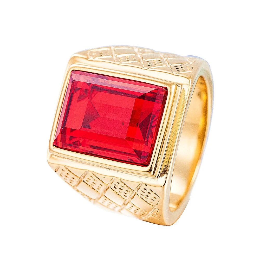 Новое Черное Красное мужское кольцо из нержавеющей стали, квадратный красный камень циркон вечерние бренды, модные мужские классические ювелирные изделия для мужчин s