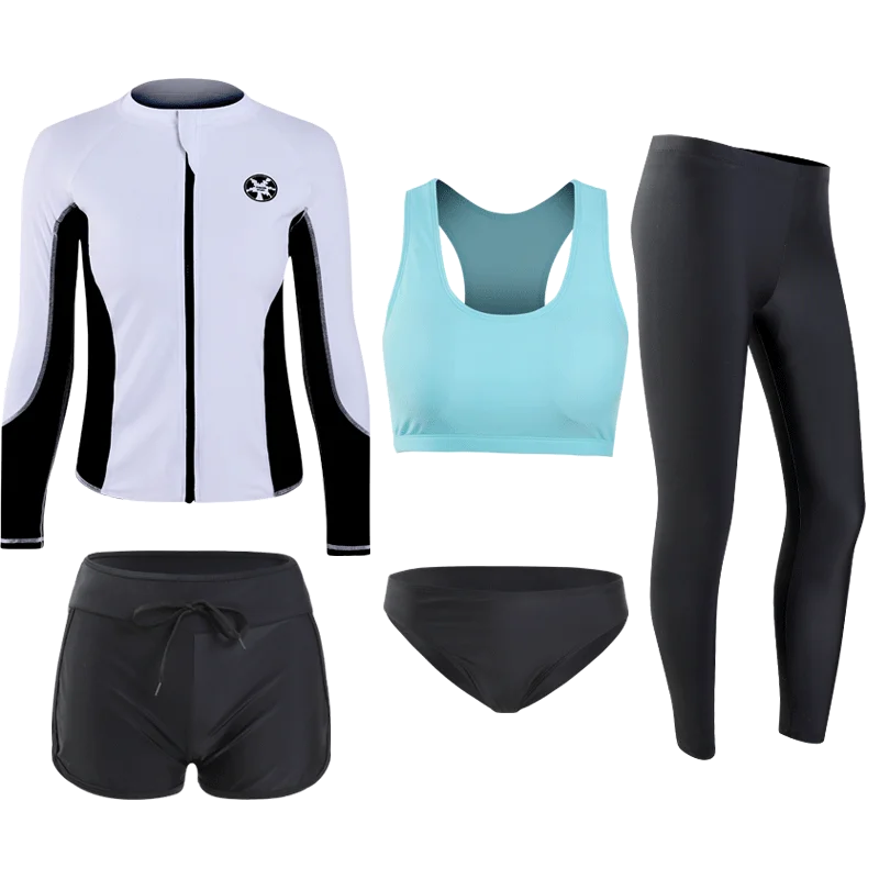 Rashguard Мужская и женская одежда 5 шт. 3 рубашка с длинными рукавами шорты белый