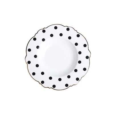 black dot 8 inch 8/9/10 дюймов форфоровая тарелка для дома в горошек стейк Тарелка десертная тарелка для Торта Пластины Комплекты декоративная тарелка посуда набор посуды - Цвет: black dot 8 inch