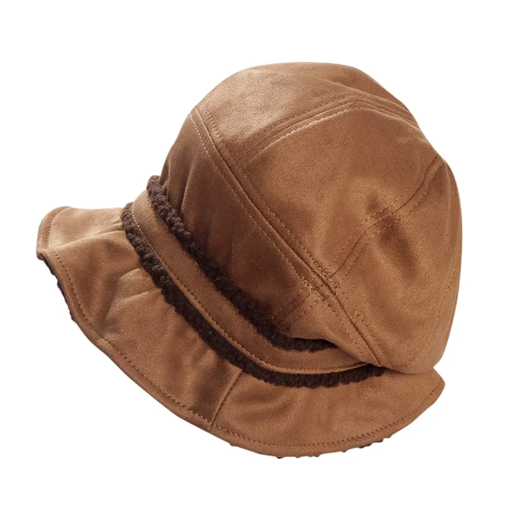 Women's Fashion Women Beret Hat Retro Solid Hat Head Scarf Wrap Hat Cap Unisex Winter Ribbed Knitted Melon Sun Prevent Hats#8