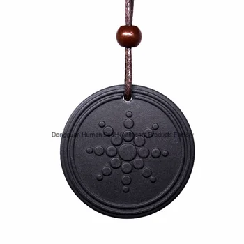 

Sunflower Pattern Natural Lava Stone Quantum Scalar Energy Pendant With 6000 - 7000 ions