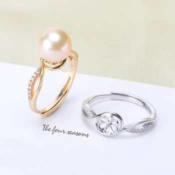 

Adjustable Ring Jewelry Parts Fittings Silver Accessories Ring Settings Findings Set Base Component Pearl Ring Women Nice Gift