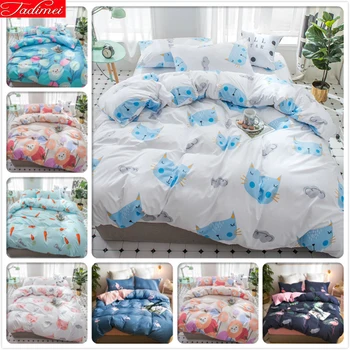 

3/4 pcs Bedding Set Adult Kids Child Bed Linens Kitty Pattern Duvet Cover Bedspreads Single Full Queen King Size 150x200 180x220