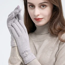 2021 New Fashion Womens Gloves Winter Windproof Plus Velvet Warm Mittens Lady Touch Screen Skin-friendly Soft Cold Cycling Glove