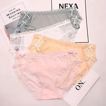 

SP&CITY Japan Sweet Lace Sexy Underwear Women Hollow Out Seamless Panties Ruffle Bow Floral Crotch Cotton Briefs Cute Lingerie