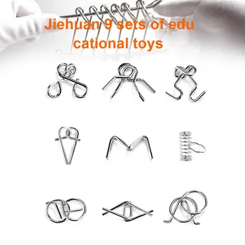 

9pcs Challenging Montessori Learning Leisure Brain Teaser Mind Game Magic Trick Metal Wire Toy IQ Test Rust Resistant Adults