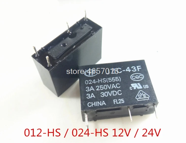 5 шт./лот реле JZC-43F 012-HS 024-HS (555) 4PIN нормально открытый 5А Новый и оригинальный |