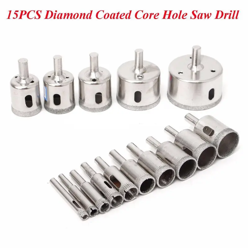 

15pcs New 6mm-50mm Diamond tool drill bit hole saw set for glass ceramic marble