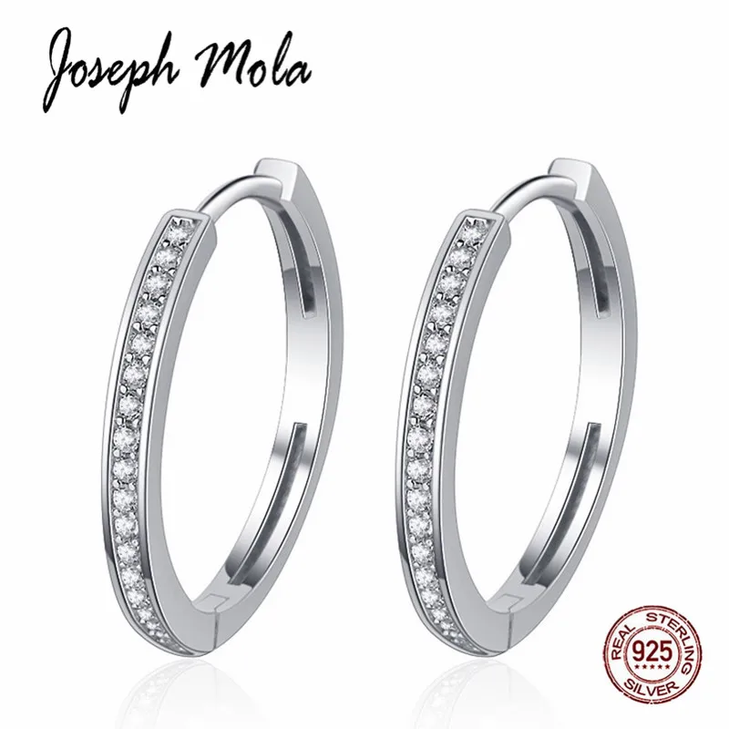 

Joseph Mola 925 Sterling Silver Trendy 7A Cubic Zirconia 20mm Round Hoop Earrings for Women Party Wedding Fine Silver Jewelry