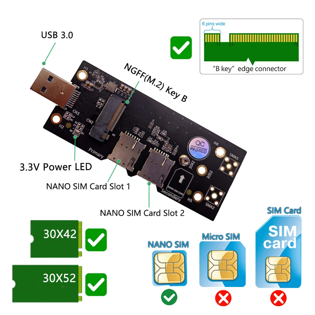 Адаптер NGFF M2 к USB 3 0 конвертер с двумя слотами для sim-карт 3G/4G/5G | Компьютеры и офис