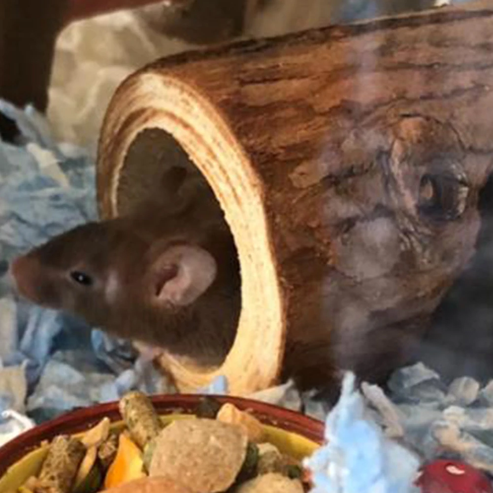 Хомяки для домашних животных деревянная туннель мышей полый ствол дерева