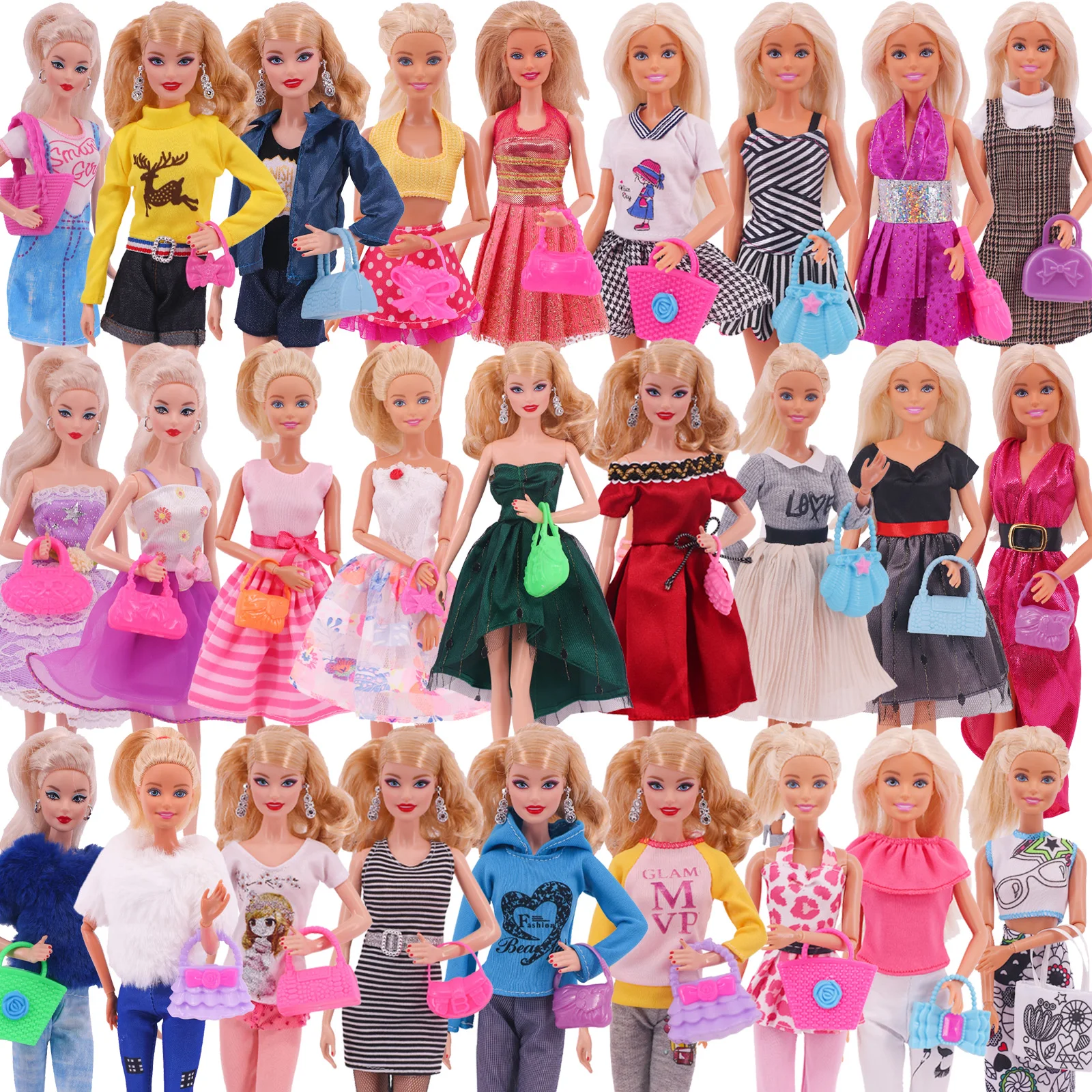 Barbies Doll Clothes Accessories 5Pcs Set For Barbie Doll&1/6 BJD Blythe Shoes Mini Dress Bags Toy