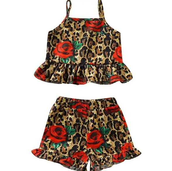 Baby Animal Print Sling Tops Combo Shorts Sets