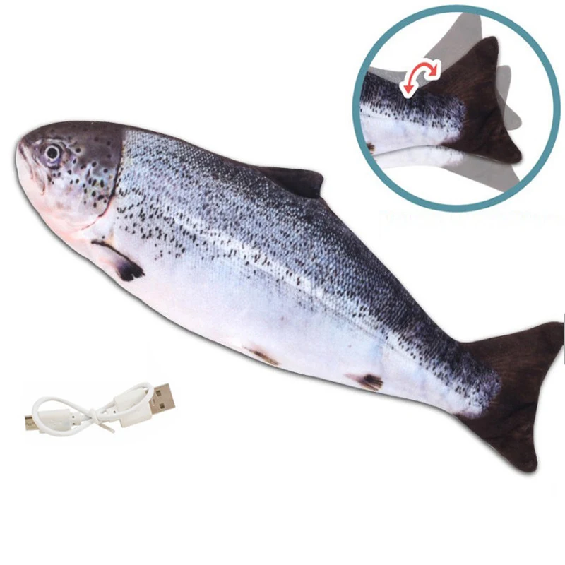 Electric Cat Toys Fish Interactive USB Charging Realistic 3D floppy Fish toys for Cats Puppy Dog Pet Chew Bite Toys Pet Supplies 