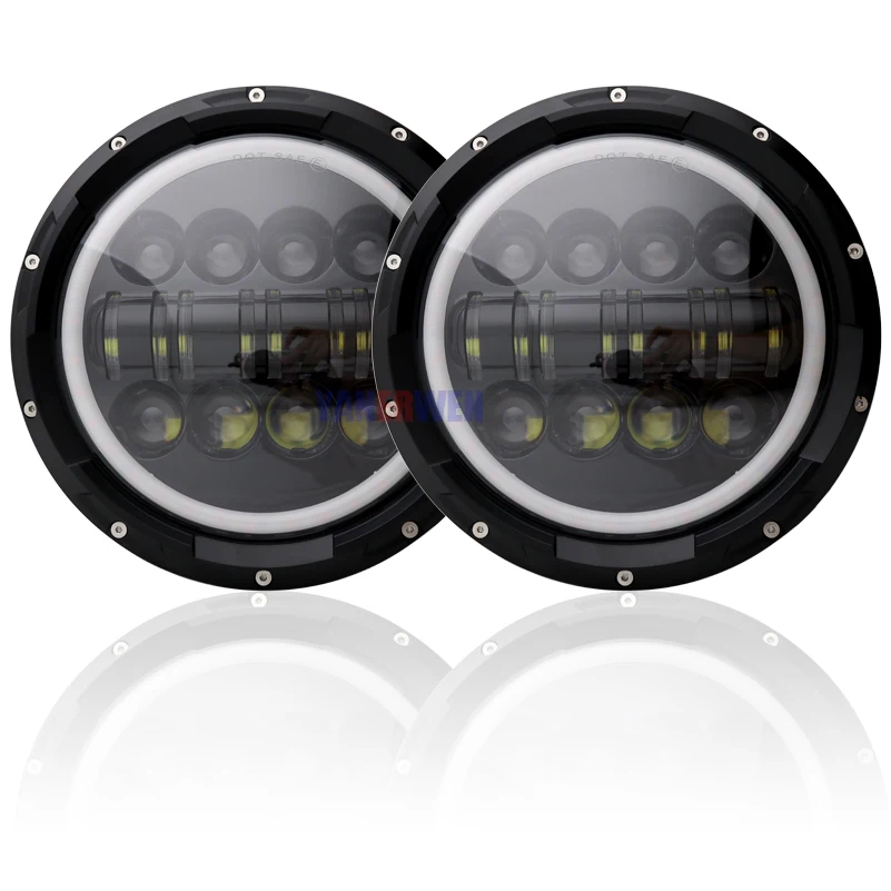 

New For Suzuki Samurai 7inch Led Headlight Hi/Low Beam Light For Jeep Wrangler Unlimited 7" LED Headlamp with Halo Angle Eye