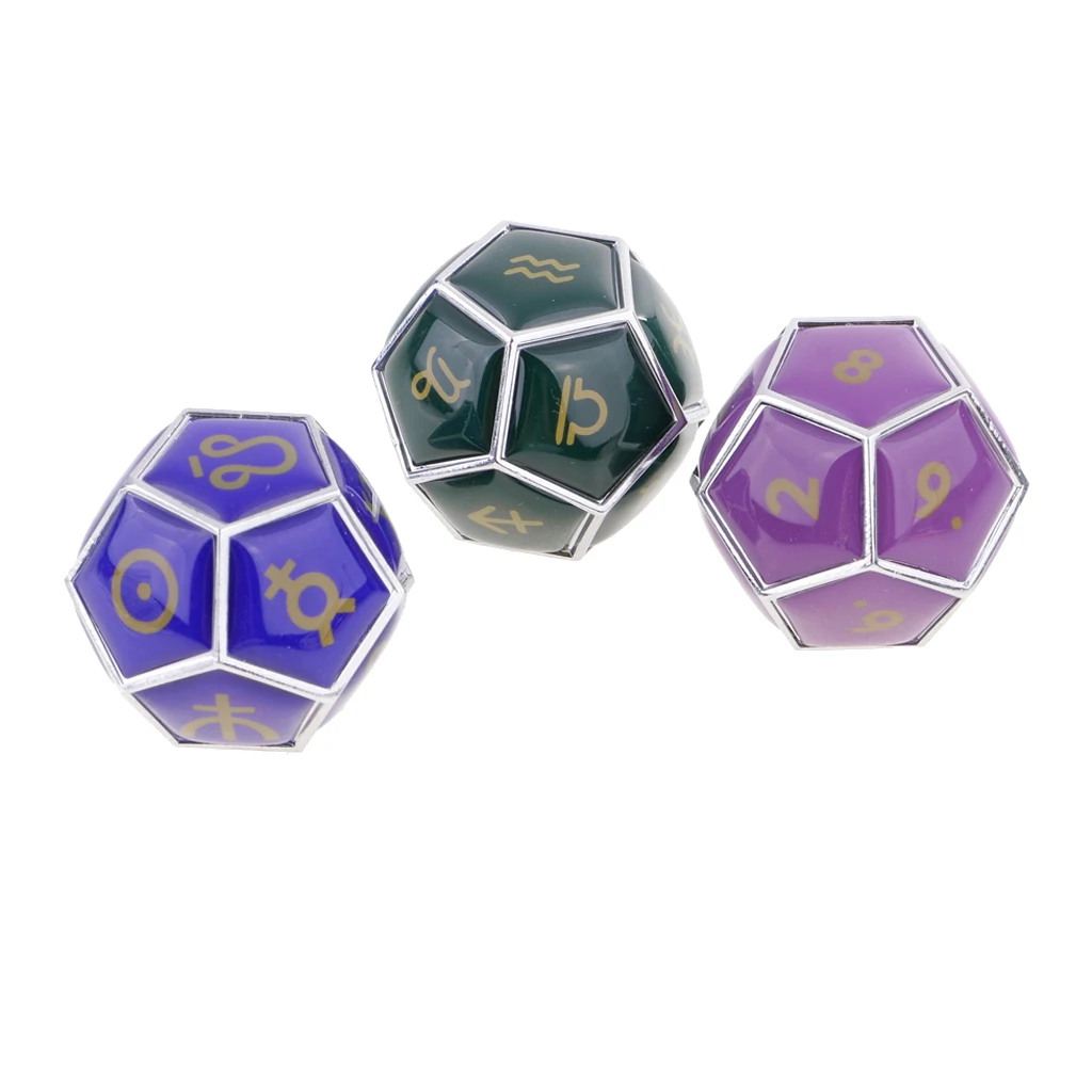 Opaque Constellation Dice Fortune Telling Game Props Pack Of 3 Chrome 1.6cm