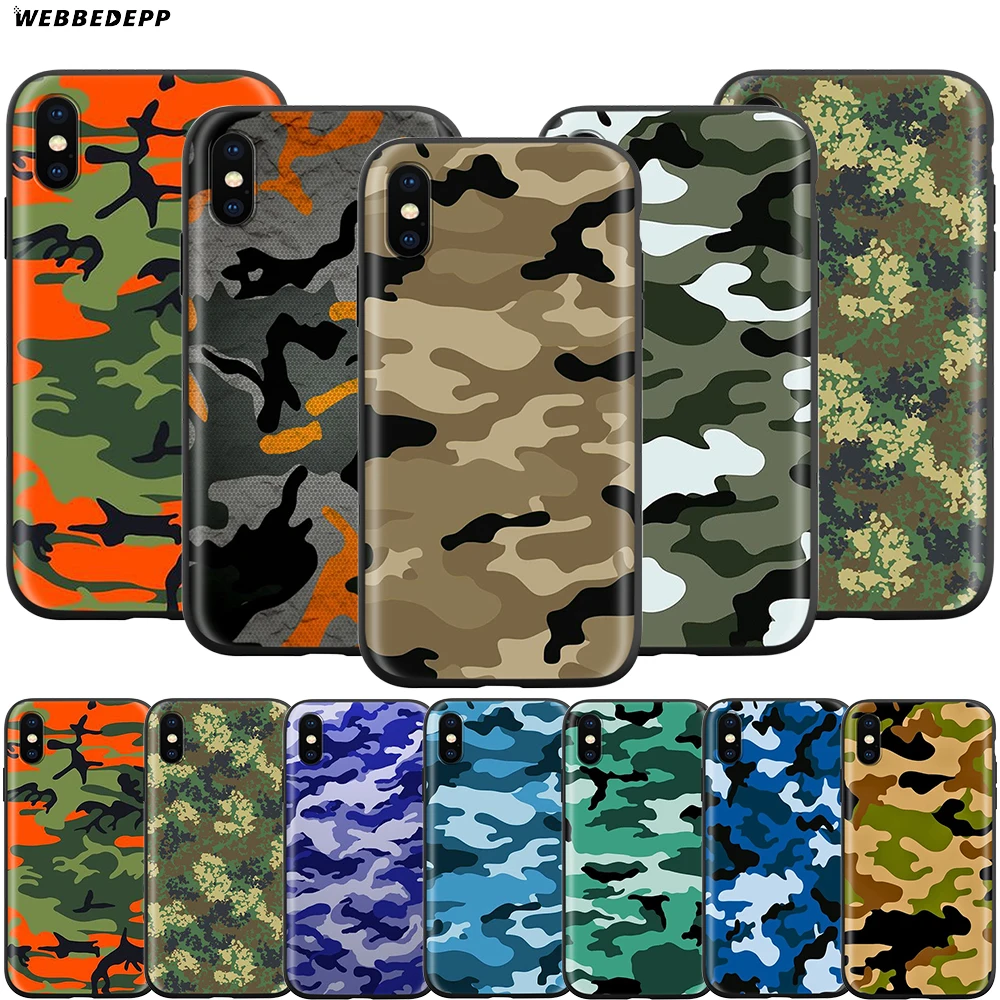 Webbedepp Camouflage Pattern Case for Apple iPhone 11 Pro XS Max XR X 8 7 6 6S Plus 5 5S SE
