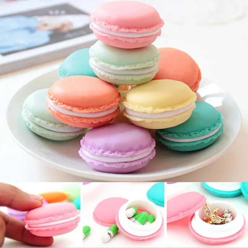 

1pcs Cute Pink Color Macaron Jewelry Box Organizer Mini Storage Box Clip Holder Case