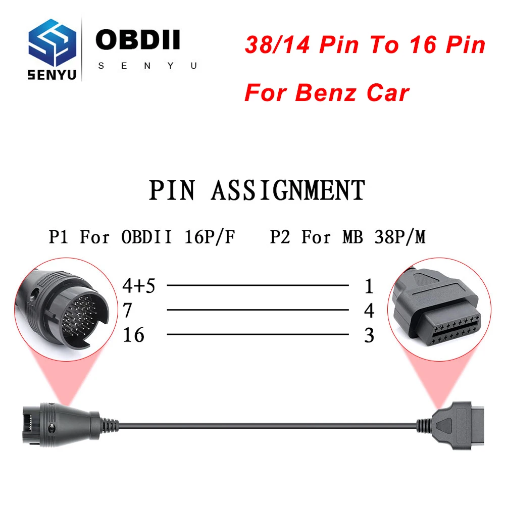 Benz 14 Pin 38 Pin -Es Pin -Es Star C4 Obd 2 - Obd2 Csatlakozó Szkenner Car Diagnostic Auto Szerszám Hosszabbító Kábel A Mercedes Benzhez